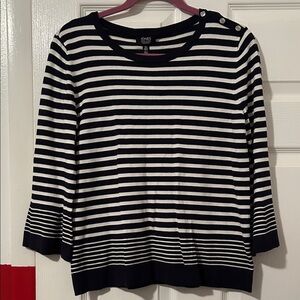 Jones New York Black and White Striped Top